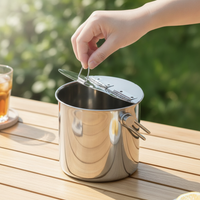 Stainless Steel Ice Bucket with Handle, KTV Champagne Beer Wine Cooler, Commercial Kitchen Portable Ice Cube Bucket