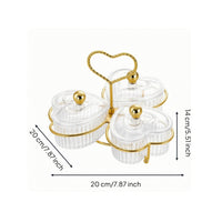Decorative Heart-Shaped Candy Dish Versatile 3-Compartment Snack Server Compact Three-Compartment Serving Dish Long-Lasting for Hosts, Coffee Table, Reception Desk, Party