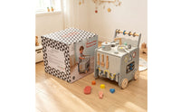 Toy Kitchen Cart Educational Rolling Play Cart Child Wooden Play Kitchen for Young Children, Playroom