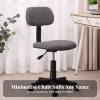 Space-Saving Design Armless Low-Back Task Chair Adjustable Height Desk Seat Ergonomic Office Furniture 360-Degree Swivel for Students, Adults, Teenagers, Small Areas, Study Room, Bedroom