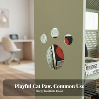 Mobile Design 3-Tier Rolling Trolley Freestanding 3-Tier Feline Paw Cutout Trolley Multi-Purpose Wheeled Shelf Large Capacity for Homeowners, Young Adults, Office Workers, Bedroom, Home, Narrow Areas, Classroom