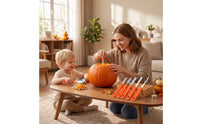 7 Pieces Pumpkin Carving Kit Easy Grip Pumpkin Carving Tools Kit Serrated Tool Set for DIY Enthusiasts, Families, Halloween, Home Decorating