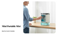Desktop Misting Fan Cools & Humidifies Portable Misting Fan Twin Mist Spray Mini Air Humidifier for Office, Bedroom, Dorm Room
