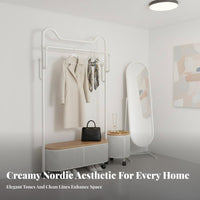 2-in-1 Design Rolling Mirror with Clothes Rail Full-Length View Rolling Mirror with Coat Rack Multi-Functional Bedroom Furnishing Modern Minimalist design for Apartment Dwellers, design Lovers, Homeowners, Entryway, Dorm Room, Clothing shop