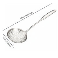 Stainless Steel Skimmer Spoon Hanging Long Handle with Hole Handle Skimmer Spoon Brushed Silver Cooking Utensil for Hot Pot