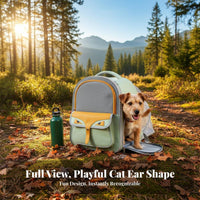 Large Capacity Expandable Cat Backpack Built-in Safety Leash Expandable Mesh Rucksack Comfortable Padded Straps Pet Carrier Multiple Openings for Small Dog Owners, Travelers, Hikers, Travel, Vet Visits, Public Transportation, Outdoor Activities