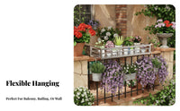 Rust-Proof Hanging Railing Planter Adjustable Hooks Railing Planter Basket Long-Lasting Flower Pot Holder Double Hook Design for Balcony Owners, Apartment Dwellers, Homeowners, Outdoor, Patio, Porch, Window