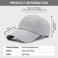 Lightweight Breathable Baseball Cap for Women, Quick Drying Unisex Peaked Hat for Outdoor Activities, Adjustable Visor for Sports Training