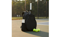 Zippered Main Compartment Drawstring Racket Backpack Water-Resistant Tennis Backpack Soft Structured Racket Bag Top Carry Handle for Pickleball, Gym