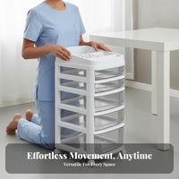 Large Capacity Rolling Makeup Storage Cart 4 Drawers Multi-Layer Drawer Trolley Deep Top Case Mobile Beauty Organizer Dust-Proof for Cosmetologists, Hairstylists, Salon, Home Use, Dressing Room, Bedroom