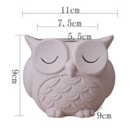 Cute Ceramic Owl Planter Easy to Clean Home Decor Multi Purpose for Desktop