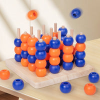 Row Four Game Strategy Wooden Board Game with Beads for Adults, Classroom