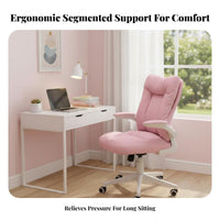 Space-Saving Rolling Desk Chair with Flip-up Arms Ergonomic Design Upholstered Rolling Chair with Flip-up Arms Thickly Padded Cushion Home Furniture Adjustable Height for Students, Office Workers, Gamers, Bedroom, Dormitory, Dorm Room