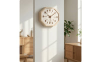 Octagonal Wall Clock Wood Silent Wall Clock Minimalist for CleanLiningAficionados, Bedroom