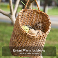Space Saving Woven Wall Basket Large Capacity Woven Hanging Basket Multifunctional for Homeowners, Decorators, Bathroom, Dorm Room, Bedroom