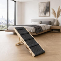 Adjustable Pet Stair Ramp Wooden Foldable Dog Ramp Stable Portable Pet Steps Wear-Resistant for Dogs, Cats