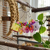 Parrot Mineral Toy for Adult African Grey, Chewable Mineral Material Toy for Bird Health, Metal Loop Pet Bird Toy Cage Accessory