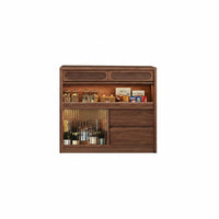 Solid Wood Dining Island Space Saving Retractable Sideboard with Desk