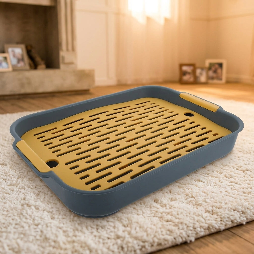 Large Lagomorph Litter Tray and Lagomorph Litter Box with Grid, Removable Double-Layer Pan for Guinea Pigs and Hamsters