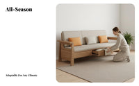 Wooden Frame Couch with Drawers Nordic aesthetic Oversized configurable Sectional Modern Minimalist Design Sofa Set for Homeowners, Entertainers, Lounge Area