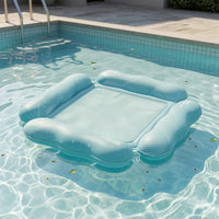 Dotted Pattern Mesh Seat Lounger Square Shape Floating Lounger Light Blue Recreation Gear Portable