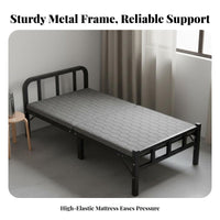 Space-Saving Single Folding Bed Installation-Effortless Single Foldable Bed Easy Assembly Portable Cot Rounded Corners for Caregivers, Office Workers, Small Areas, Guest Room, Hospital, Bedroom