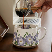 Wide Handle Vintage Floral Coffee Mug Easy to Clean Coffee Mug for Office