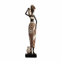 African-Influenced Resin Figurine Gold-Tone Accents African Woman Statue Collectible Hand-Painted Human Sculpture