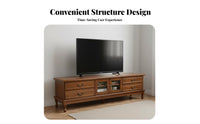 Sturdy Construction Solid Wood TV Cabinet Easy to Clean American Design Wooden TV Console Rounded Corners Floor Standing Entertainment Unit Adjustable Shelves for Small Apartment Owners