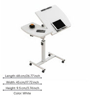 Bedside Rolling Desk Movable Adjustable Reading Stand Space-Saving