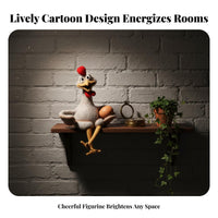 Resin Chicken Figurine Comical Chicken Statue Vintage Design Goofy for Collectors, Patio, Desktop, Kitchen