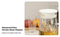 9 Pieces Large Capacity Cold Water Jug Set with Glasses and Tray Heat Resistant Glass Pitcher and Cups Set Built-in Filter Lid for Families