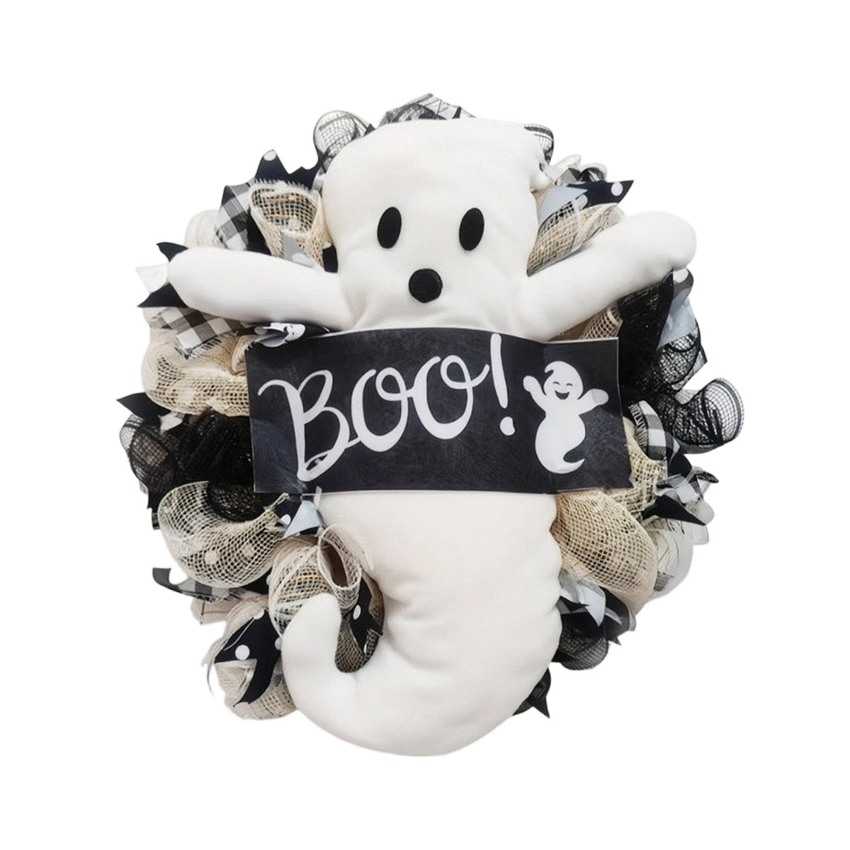 Halloween Wreath Stuffed Door Wreath with Festive Decoration for Window