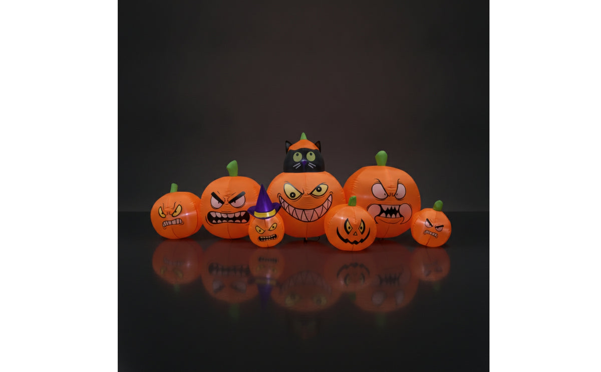 Light-up Inflatable Pumpkin with Black Cat Outdoor Air-Blown Yard Display for Garden, Patio