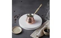 Long-Lasting Turkish Coffee Pot Anti-Oxidation Finish Handmade Cezve Tin-Plated Interior Greek Ibrik for Collectors