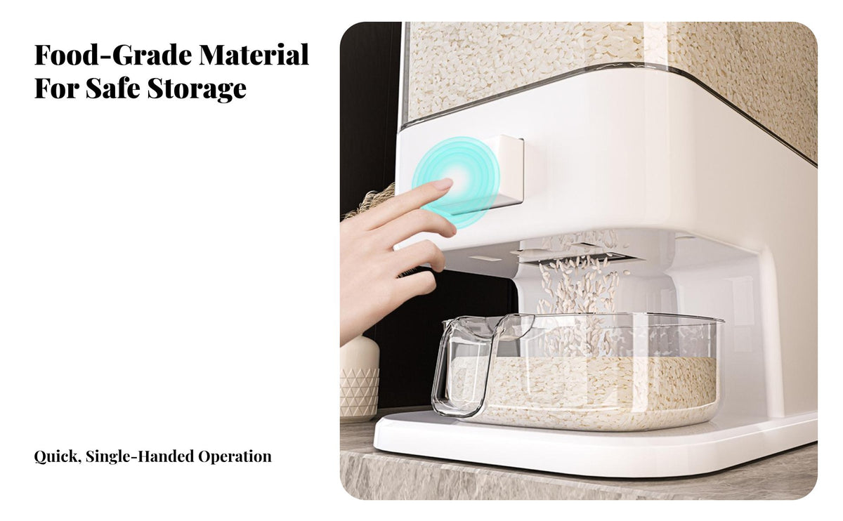 Closure Ed Rice Storage Container Airtight Closure Dry Food Storage Bin Rice Dispenser Moisture-Resistant Press-Button Grain