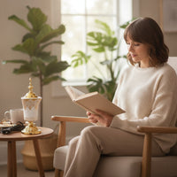 Electric Scent Warmer Electric Ceramic Scent Warmer with Perforated Metal Lid Tabletop for Home, Meditation, Prayer