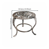 Vintage Metal Plant Stand Heavy Duty Cast Iron Flower Pot Stool Weather Resistant Ornate Pedestal Plant Holder for Gardeners, Balcony, Patio, Corner