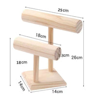 Tiered Design Bracelet Display Rack Sturdy Construction Solid Wood Jewelry Stand Space Saving Wooden Bracelet Display Tangle-Unrestricted for Retail Shop, Boutique, Dresser Top, Craft Fair