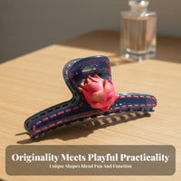 Korean Design Jaw Hair Grip Premium Feel Large Hair Grip Korean Design Hair Gripper Non-Slip Flower Decorated Hair Grip
