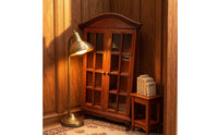 1:12 Scale Miniature Display Cabinet Wooden Dollhouse Cabinet with Glass Doors Vintage Furniture Walnut for Collectors