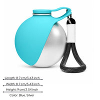 Hanging Strap Portable Pet Water Bottle Metal Clip Foldable Pet Water Bottle Outdoor Animal Gear Round