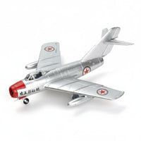 Red Nose MiG-15 Model Silver Finish Jet Fighter Model Clear Canopy Fighter Jet Kit Swept Wings