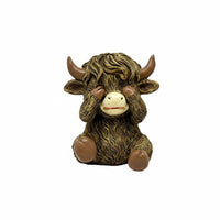 Miniature Mini Highland Cow Figurine Fine Texture Highland Cow Figurine for Bookshelf, Study Room