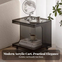 Nordic aesthetic 2-Tier Rolling Cart Light Luxury Aesthetic two-level Utility Trolley With casters Household Storage Mobile Design for Apartment Dwellers, Office Workers, Bedroom, Living Room, Balcony, Bathroom