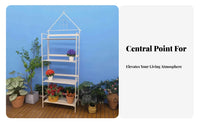 Foldable House-Shaped Etagere Multi-Tier Plant Stand Floor-Standing Display Shelf Easy Assembly for Gardeners, Home Decorators, Homeowners, Balcony, Indoor, Garden, Living Room