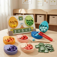 Dinosaur Egg-Shaped Counting Toy Fine Motor Skills Wooden Counting Toy Number Matching Eggs Color Sorting Wooden Number Eggs