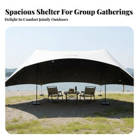 Black Vinyl Coating Waterproof Shelter Sheet Quick Setup Star-Shaped Tarp Portable Outdoor Equipment for Campers, Families, Hikers, Camping, Picnics, Picnic, Hiking