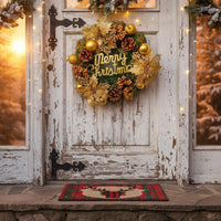 Festive Christmas Wreath Pre-Decorated Artificial Fir Wreath Versatile Decoration Merry Christmas Door Hanger Dense and Full for Business Owners, Mantel Display
