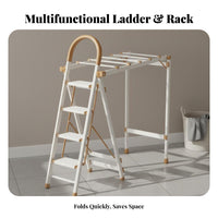 Foldable Ladder Clothes Rack Space-Saving Multi-Purpose Ladder Anti-Slip Climbing Equipment Portable for Homeowners, DIY Enthusiasts, Indoors, Balcony, Apartment, Kitchen